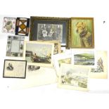 A collection of items, to include a 19thC photograph depicting figures in a doorway, with label