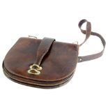 A brown leather ladies bag, with plated mounts, unmarked.