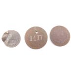 Three Georgian tokens, comprising Mark Trickett, Spread Eagle Inn Newark, M A & Company Ltd Stock