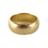 A 9ct gold wedding band, of plain design, with makers stamp K&Co, ring size W, 11.2g.