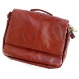 An Italian Visconti brown leather bag or small laptop case, with brass mounts.