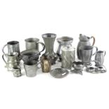 Miscellaneous Arts and Crafts pewter items, to include pieces stamped Tudric, an aesthetic style