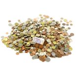 A large quantity of British and foreign coins, to include France, a small amount of bank notes,