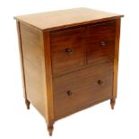 An early 19thC mahogany commode, the hinged top with two false drawers, etc., 63cm W.
