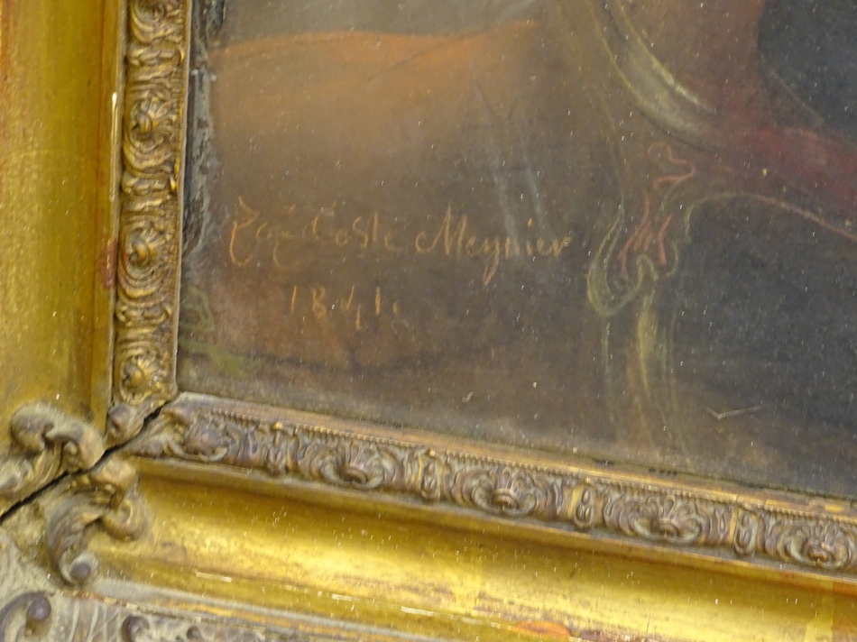 19thC Continental School. Portrait of Mme Coerine Dessierich de Ses 3 filles, pastel, titled - Image 3 of 5