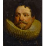 17thC/18thC School. Head and shoulders portrait of a gentleman wearing a white ruff, oil on