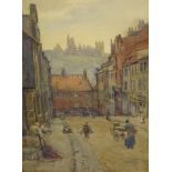 Walter Emsley (1860-1938). Flowerpale (Flowergate) Whitby, watercolour, signed and titled verso,