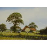 Edward Hersey (b.1948). An Old Sussex Barn, oil on canvas, signed and titled verso, 44.5cm x 59.5cm.