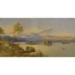 Thomas Miles II Richardson (1813-1890). Mountain lake scene, watercolour, 38cm x 70cm.
