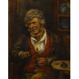 19thC Continental School. Old gentleman pouring a drink, oil on canvas, indistinctly signed, 67.