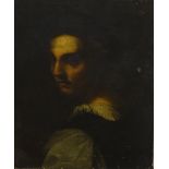 18thC/19thC Continental School. Head and shoulders portrait of a figure looking sideways, oil on
