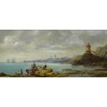 A. Schath. Continental coastal scene with masted ships and figures, oil on canvas, signed, (AF)