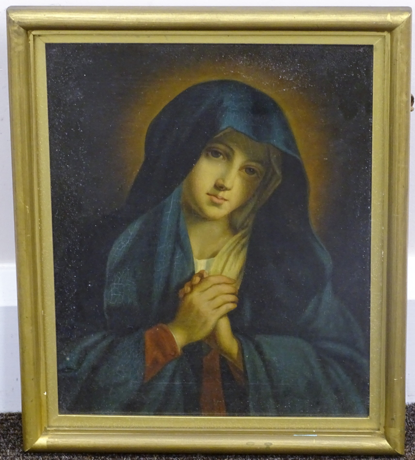 19thC School. Madonna, oil, 28cm x 22cm. - Image 2 of 3