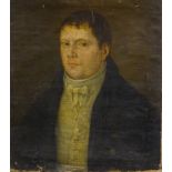19thC British School. Head and shoulders portrait of a gentleman in black jacket, oil on canvas,
