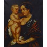 19thC British School. Madonna and Child, oil on canvas, 76cm x 63cm.