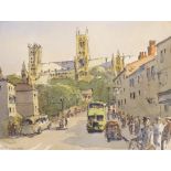 Len Roope (1917-2005). Broadgate Lincoln, watercolour, signed and titled, 22cm, x 28cm.