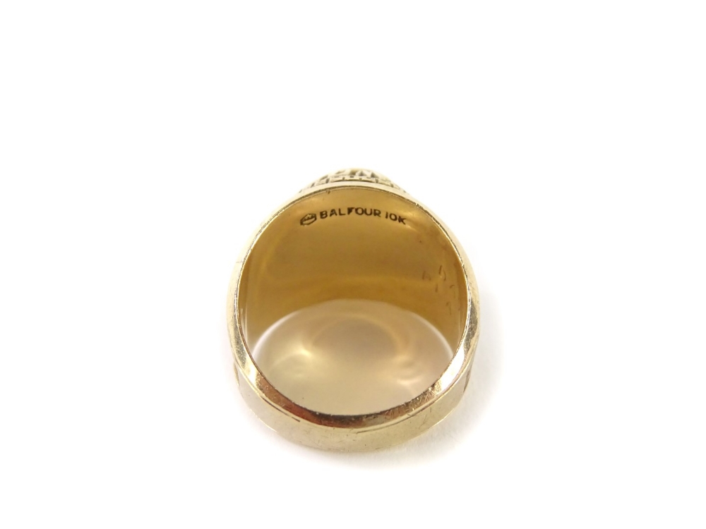 A gent's signet ring, with central raised design Atwood Oceanics and set with single diamond, the - Image 3 of 3