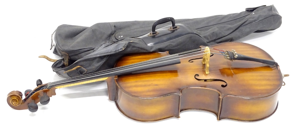 A Hungarian cello, with two piece back, length of back 62.5cm.