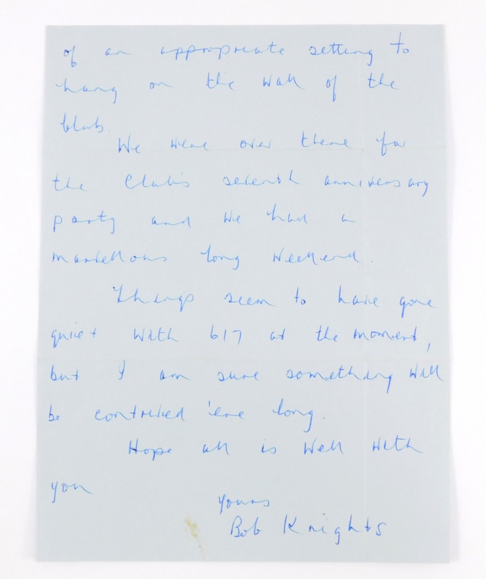 Two letters written to the vendor by 617 Squadron Dambuster Member Bob Knights - Image 3 of 4