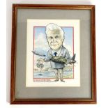 Ken Aitken. Sir Barnes Wallis, colour cartoon caricature, signed, 20cm x 150cm, labelled verso for