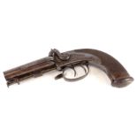 A 19thC double barrelled percussion belt pistol, bears the name Joseph Bourne, with muzzle loading