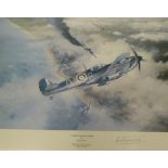 Robert Taylor. Victory Over Dunkirk, artist signed colour print, signed in pencil by pilot Bob