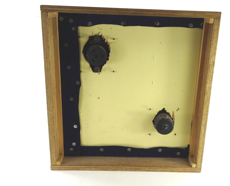 A display board of four panel instruments, marked 'from Wing Commander Guy Gibson's Lancaster Bomber - Image 7 of 7