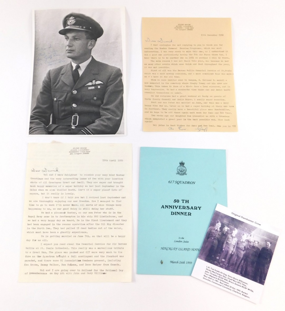 Letters to the vendor and a photograph, signed to the vendor by 617 Squadron Dambuster Pilot Geoff