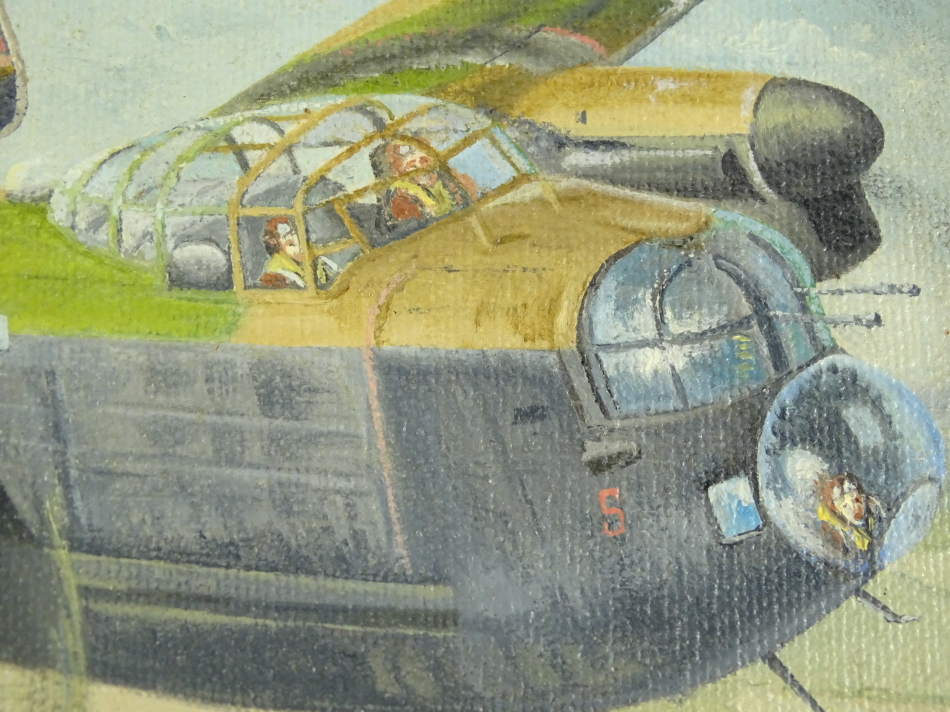 Urry. Lancaster bomber in flight, oil on canvas, laid to board, signed and dated '79, by the artist, - Image 2 of 4