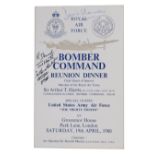 Royal Air Force Bomber Command Reunion Dinner Menu, signed by 617 Squadron Dambuster David Shannon
