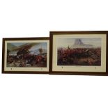Two large framed and glazed battle prints, depicting the Battle of Rorke's Drift and Isandhlwana,