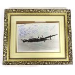 A Derrick Warren photograph of The City of Lincoln Lancaster Bomber, with many signatures