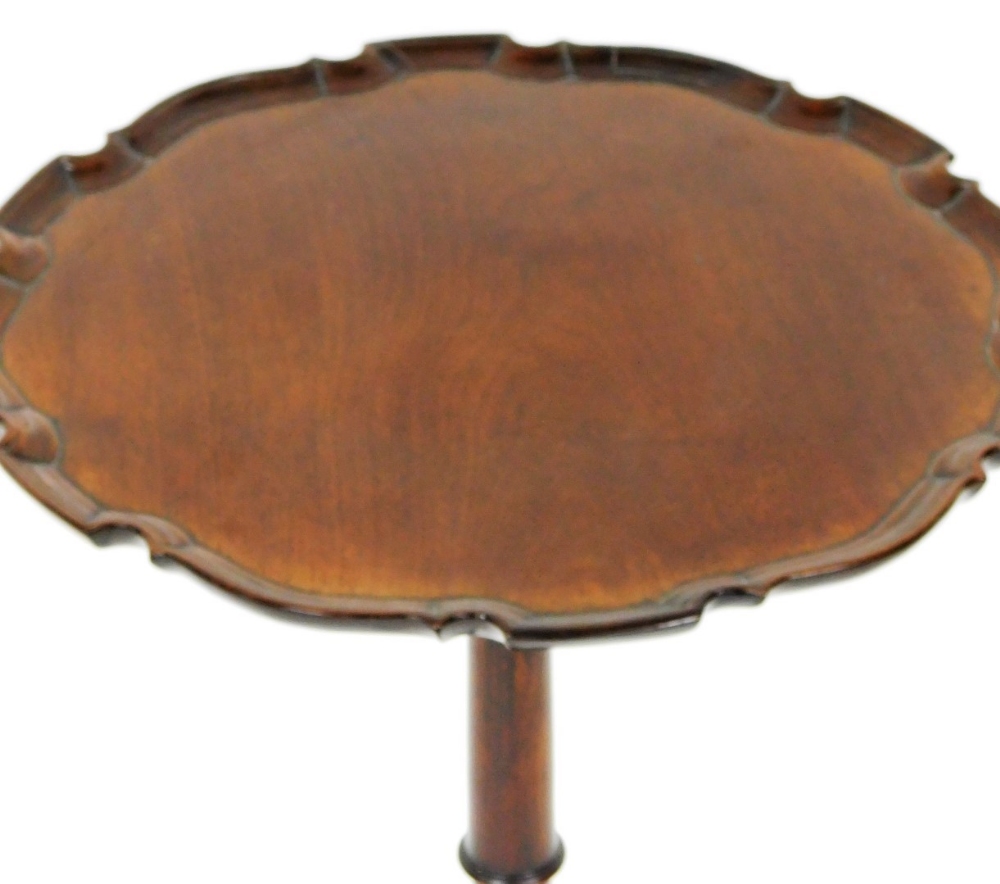 A 19thC mahogany Chippendale style pie crust snap top table, the moulded top raised on a slender - Image 2 of 2