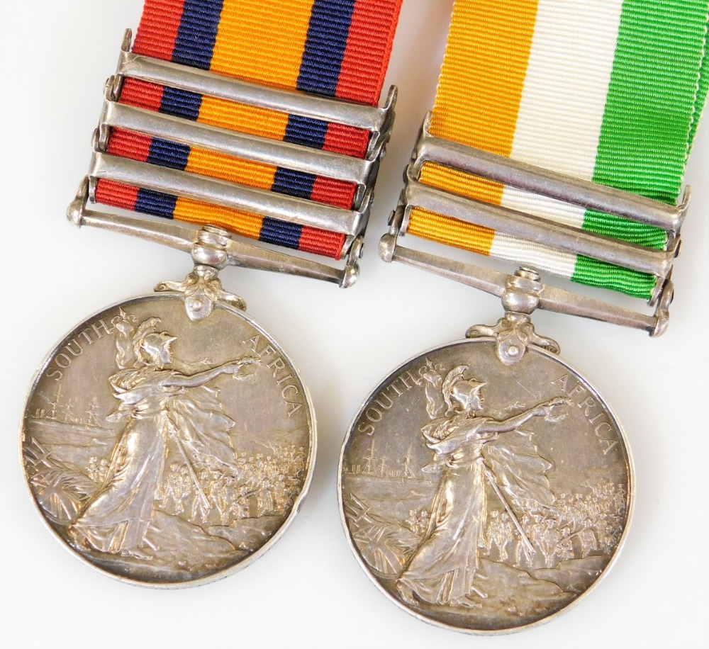 A South African Boer War medal pair, similarly marked A Rutherford, one with Belfast Laing's Nek and - Image 3 of 8