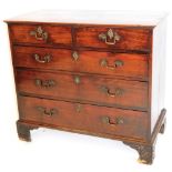 A 19thC mahogany chest, of two short and three long drawers, each with elaborate swan neck handles