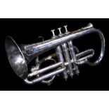 A rare Antione Courtois Brevete Conservatoire 1872 patent trumpet, in chrome with shaped mouth