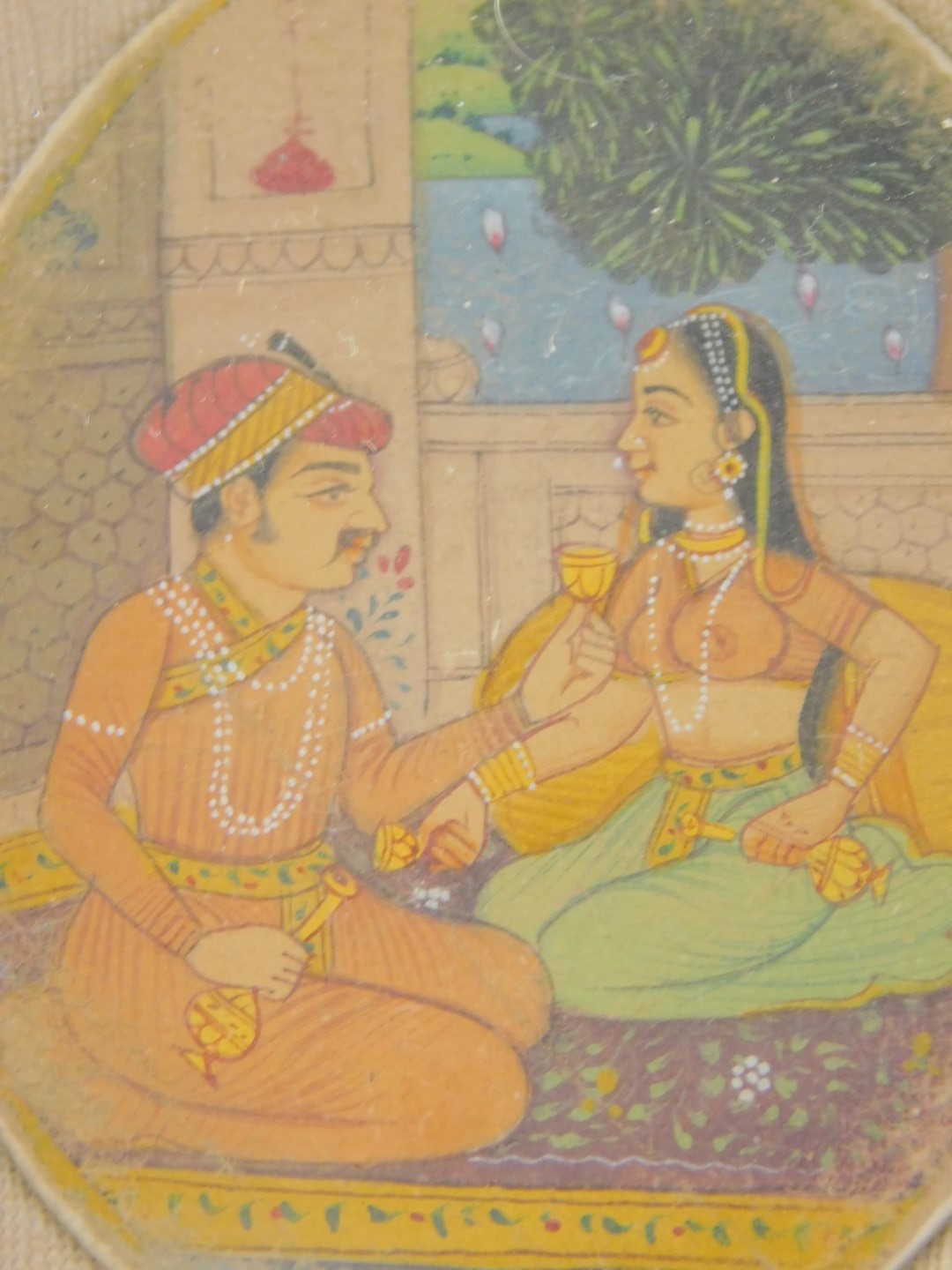 An Indian portrait miniature, of a Prince and companion, watercolour, framed and glazed, together - Image 4 of 4
