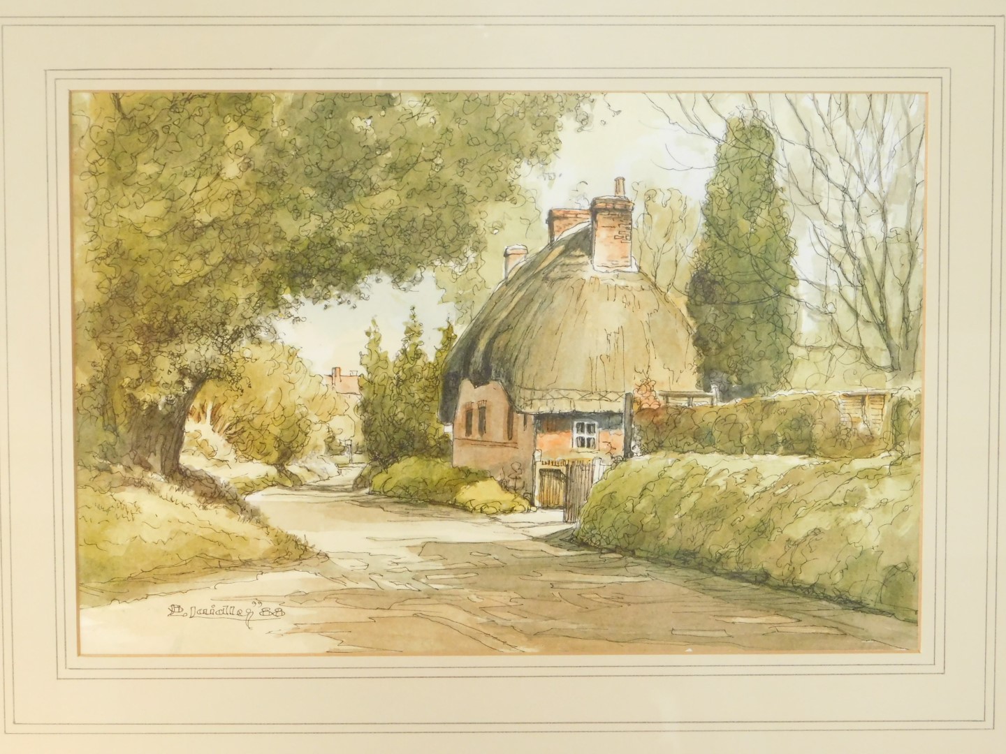 Barry Laidler (British, 20th/21stC). Shalbourne Cottage, pen and watercolour, signed, dated '88,