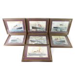 D Parr (British, late 20thC). Seven studies of ocean liners, watercolour, signed, dated 88/89,