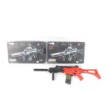 Two M85 electric power Airsoft guns, with 6mm BB bullets, boxed.