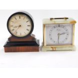 A Woodford green onyx cased mantel clock, rectangular silvered dial bearing Roman numerals, quartz