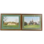 English School (20th/21stC). Lichfield Cathedral, Hagley Hall, a pair of watercolours, one