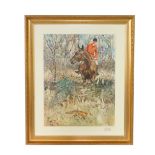 After Michael Lyne (British, 1912-1989). The Foxhunt, signed in pencil to margin, 65cm H, 50.5cm W.
