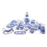 A group of Copeland Spode blue and white pottery decorated in the Italian pattern, including a