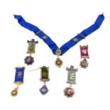 Five RAOB silver gilt and enamel jewels, Willoughby Lodge, No 4172, awarded to Bros. Raymond