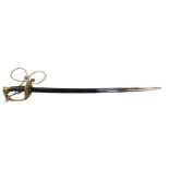 A French 1845 Model Infantry Officer's sword, with a wire bound grip, shaped pommel, brass hilt with
