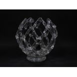 A Traforato style glass bowl, of globular footed form, 29cm H, 29cm Dia.