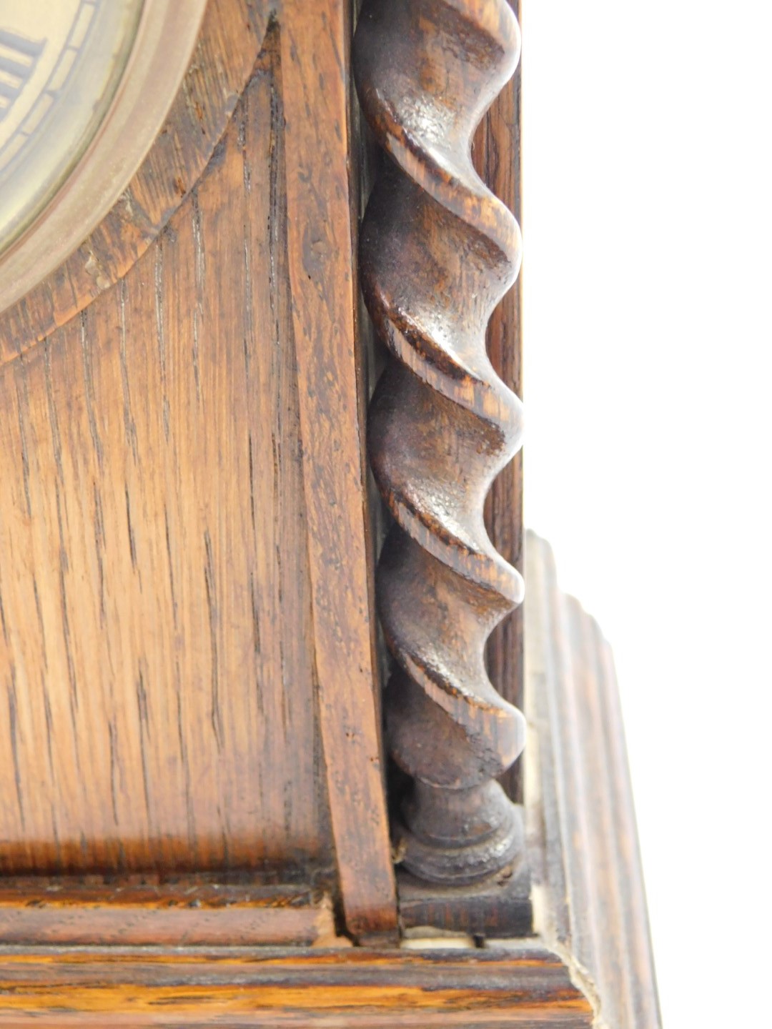 A early 20thC Mappin & Webb oak cased mantel clock, circular brass dial bearing Roman numerals, - Image 3 of 4