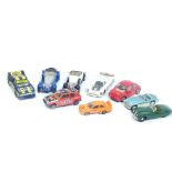 Dinky Corgi and other die cast racing cars, cars, vintage trucks, etc, unboxed. (qty)