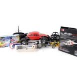 Remote control vehicles, including X-Racer Quadrocopter with remote, FTRAF350 helicopter with remote